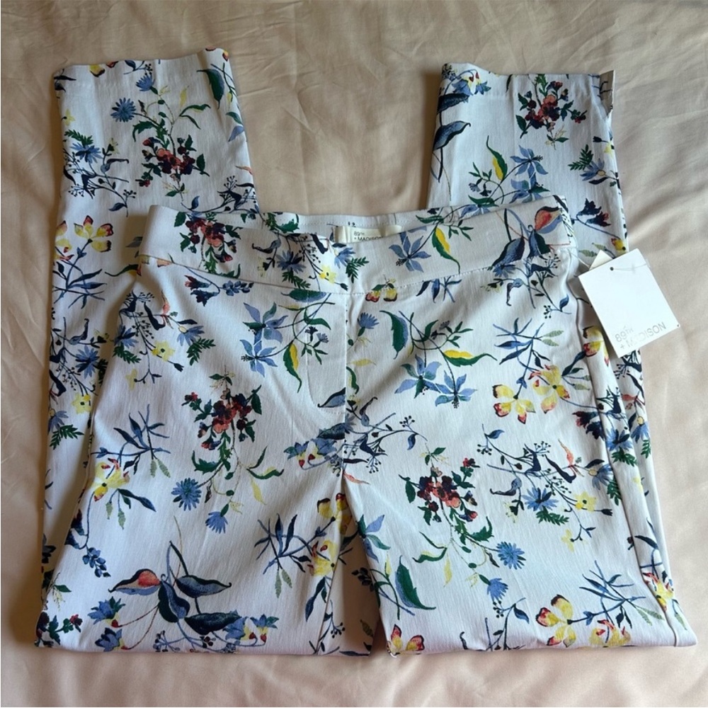 89th + Madison White Floral Trousers – Size Small (NWT)